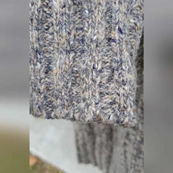 American Eagle Wool Blend  Grey Sweater Mock neck Cable Knit Mens Large - Picture 5 of 7